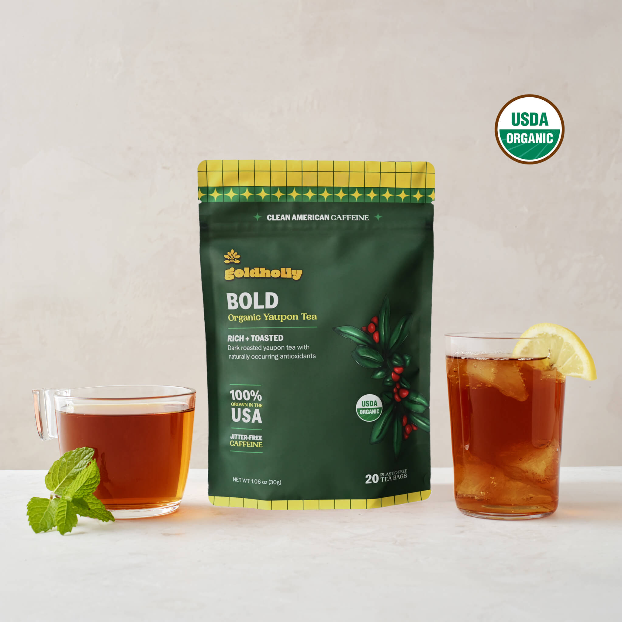 Bold • Dark Roasted Organic Yaupon Tea – Goldholly