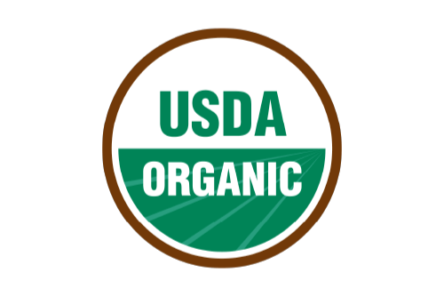 USDA Organic certification badge in green and white, symbolizing adherence to organic farming standards and sustainable practices.