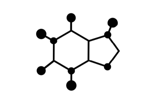 Illustration of the molecular structure of caffeine, symbolizing the natural energy-boosting properties found in yaupon holly and other caffeinated plants. Highlights the science behind sustained energy and focus.