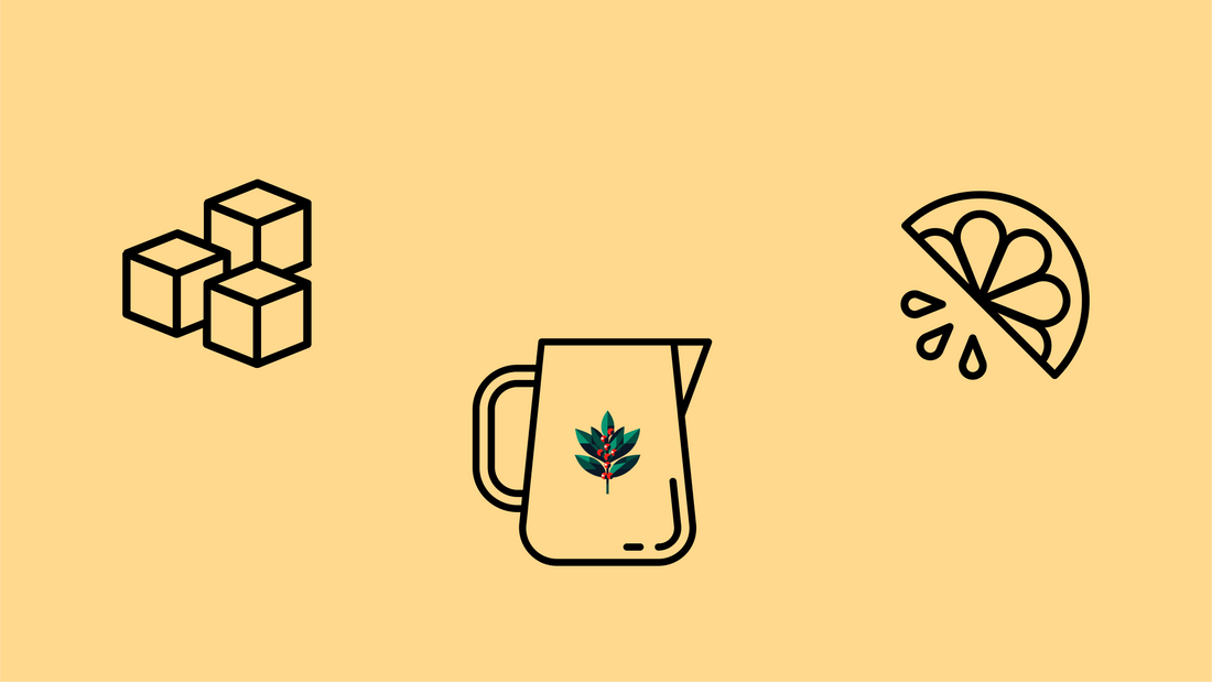 Cold brew tea banner with iced glass, gentle extraction wave, and overnight time icon representing Goldholly yaupon's smooth 8-12 hour cold brewing method