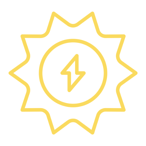 A graphic of a sun with a lightning bolt inside.