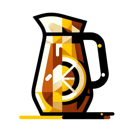 Graphic of a pitcher filled with iced yaupon tea, garnished with a lemon slice, symbolizing a refreshing and healthful organic drink option for any season.