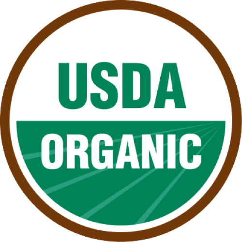 USDA Organic certification badge in green and white, symbolizing adherence to organic farming standards and sustainable practices.