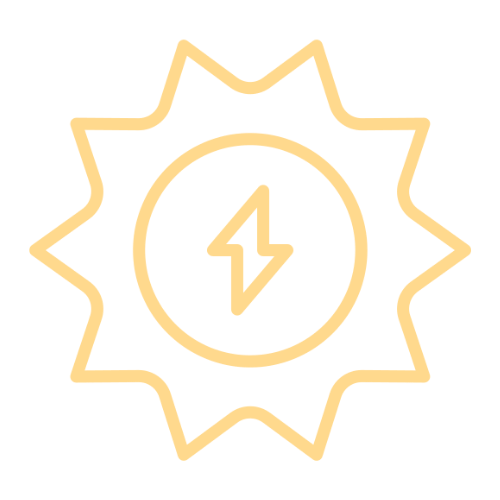 A graphic of a sun with a lightning bolt inside.